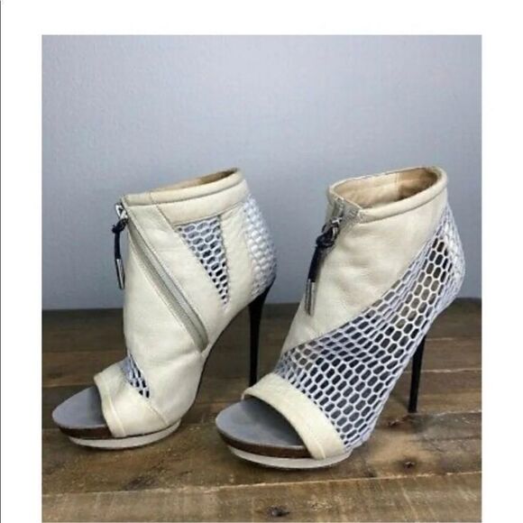 COPY - 10 LAMB “Bicara” booties stiletto heels peep toe zombie leather platform… - Picture 11 of 12